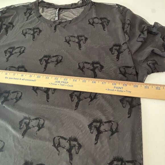 Two 2 Fly Buck Fifty Mesh Tee Black Sheer Embossed Horses - Picture 5 of 10